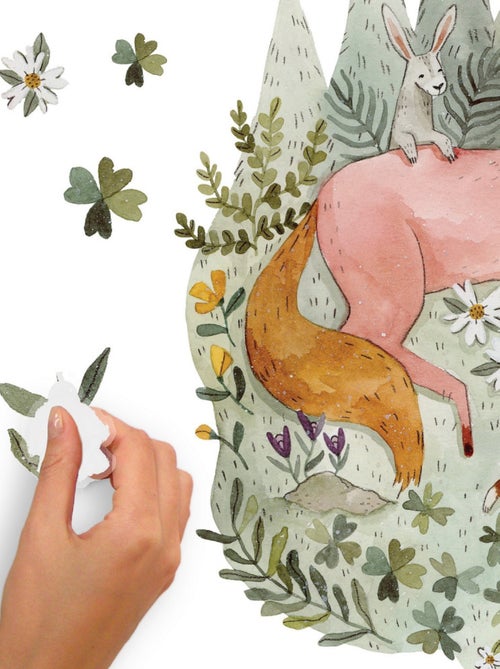 Stickers Muraux Géants Woodland Licorne Magique et Renard - Kiabi