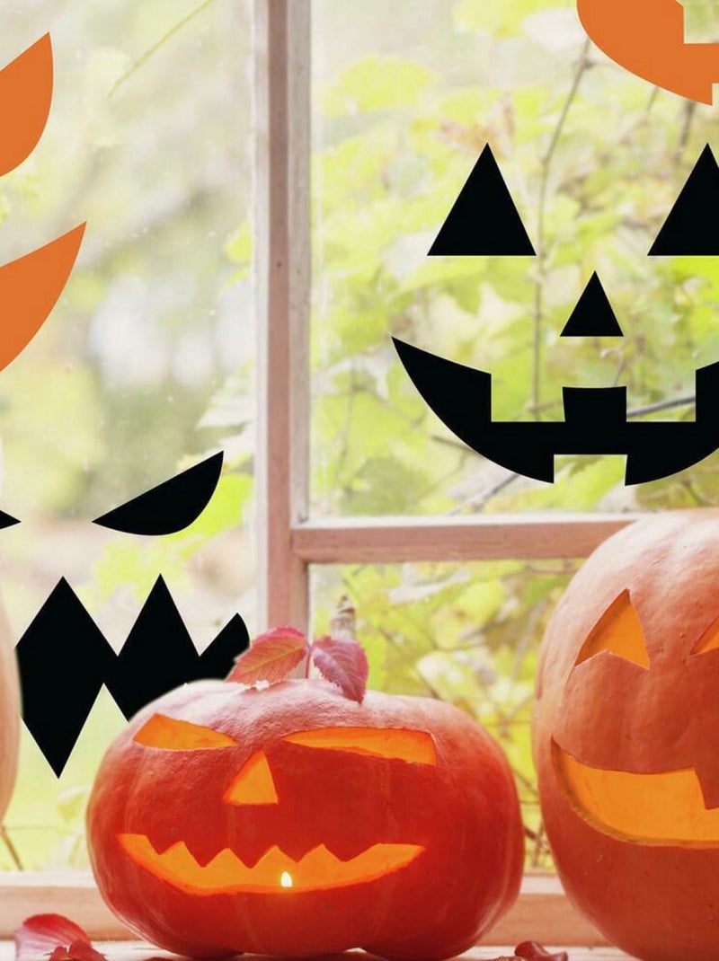 Stickers Muraux Halloween Visages de Citrouilles Phosphorescent Noir Noir - Kiabi