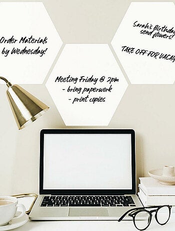 Stickers Muraux Hexagones Blancs Personnalisables et effaçables à sec