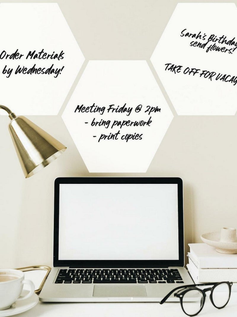 Stickers Muraux Hexagones Blancs Personnalisables et effaçables à sec Blanc - Kiabi