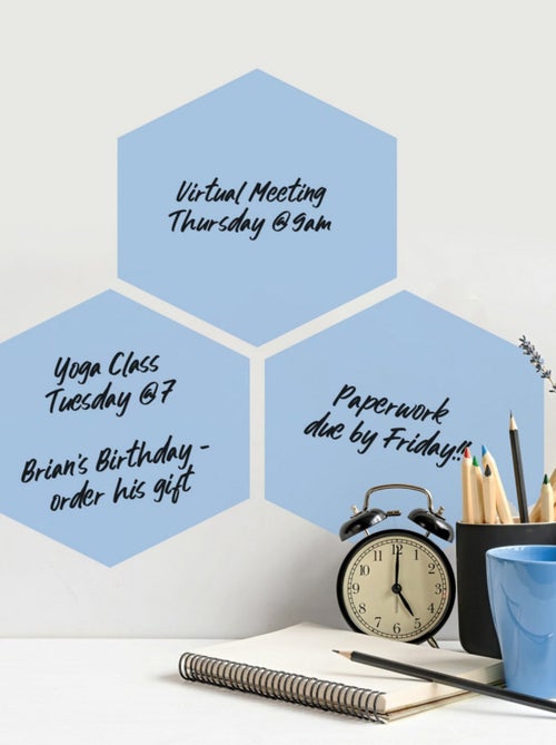 Stickers Muraux Hexagones Bleus Personnalisables et effaçables à sec - Kiabi