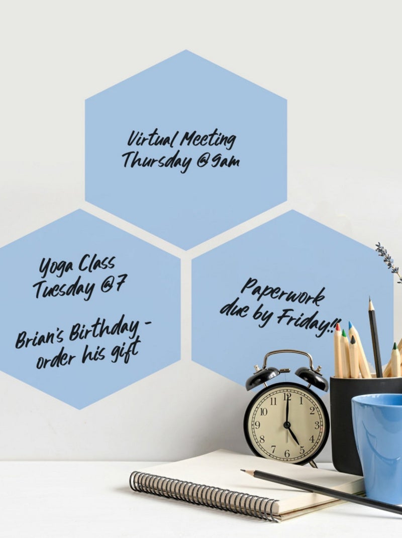 Stickers Muraux Hexagones Bleus Personnalisables et effaçables à sec Bleu - Kiabi