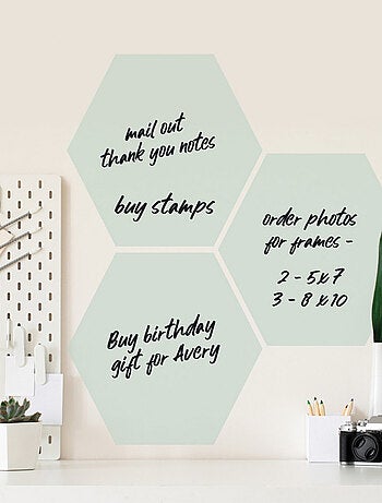 Stickers Muraux Hexagones Clairs Personnalisables et effaçables à sec