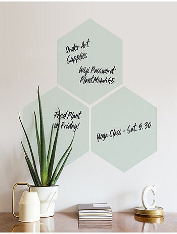 Stickers Muraux Hexagones Clairs Personnalisables et effaçables à sec