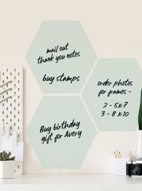 Stickers Muraux Hexagones Clairs Personnalisables et effaçables à sec - Kiabi