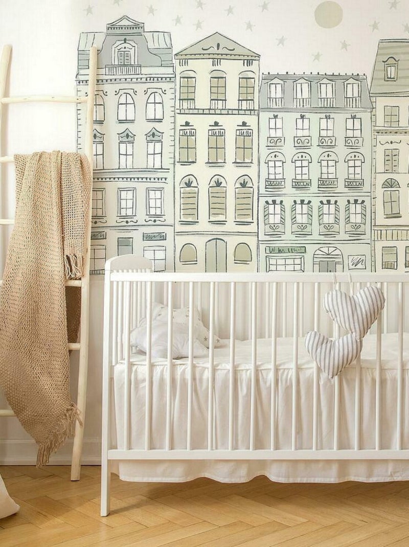 Stickers Muraux Illustrations Maisons de Villes Blanc - Kiabi