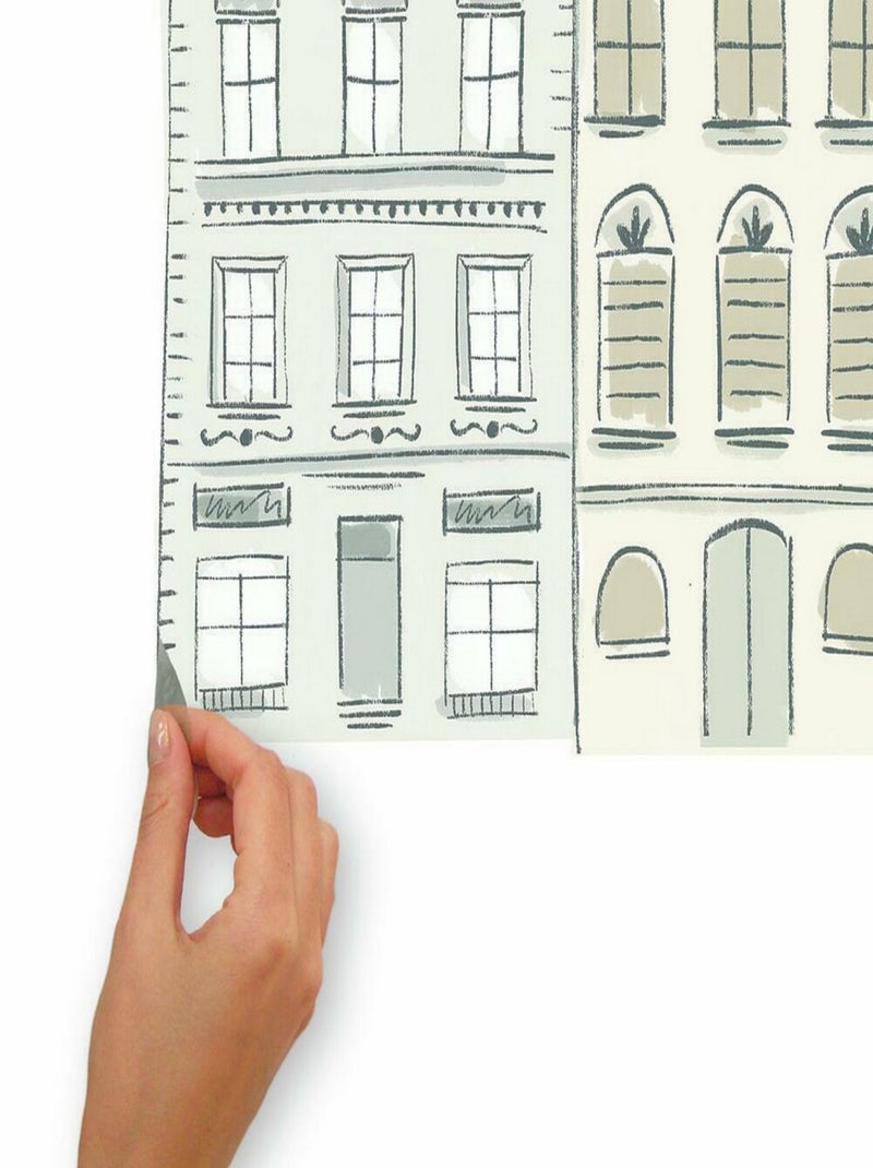 Stickers Muraux Illustrations Maisons de Villes Blanc - Kiabi