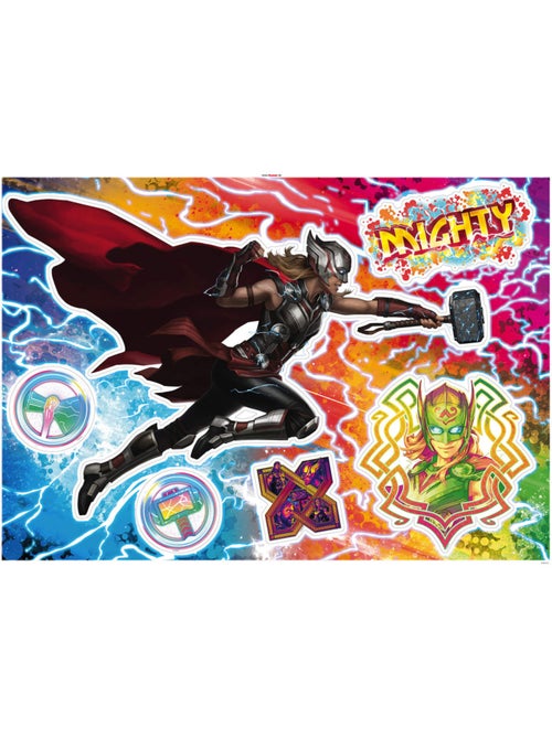 Stickers Muraux Marvel - Mighty Thor qui brandit mjolnir - 50x70 cm - Kiabi