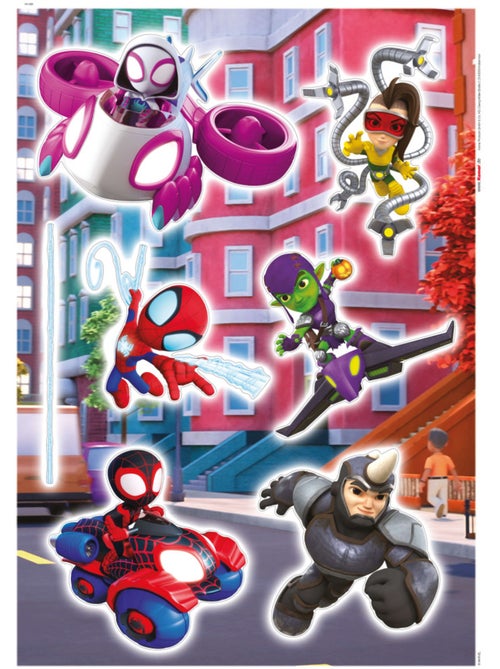 Stickers Muraux Marvel - Spidey accompagnée de Spin et Gost spider qui chasse les méchants - 50x70 c - Kiabi