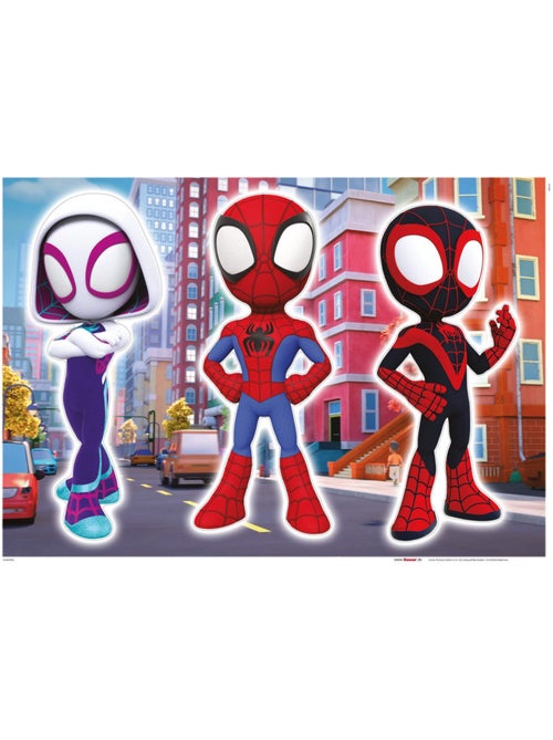 Stickers Muraux Marvel - Spidey accompagnée de Spin et Gost spider ses meilleures amies - 50x70 cm - Kiabi
