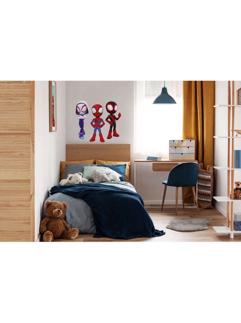 Stickers Muraux Marvel - Spidey accompagnée de Spin et Gost spider ses meilleures amies - 50x70 cm Multicolore - Kiabi