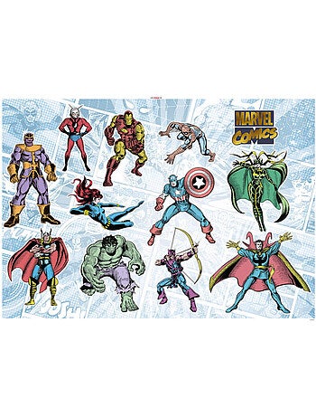 Stickers Muraux Marvel - tout les personnage de marvel en version rétro - 50x70 cm