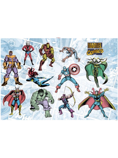 Stickers Muraux Marvel - tout les personnage de marvel en version rétro - 50x70 cm - Kiabi