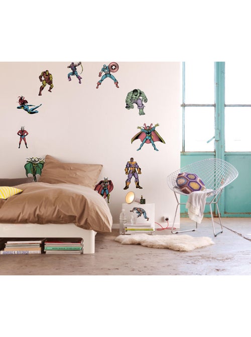 Stickers Muraux Marvel - tout les personnage de marvel en version rétro - 50x70 cm - Kiabi