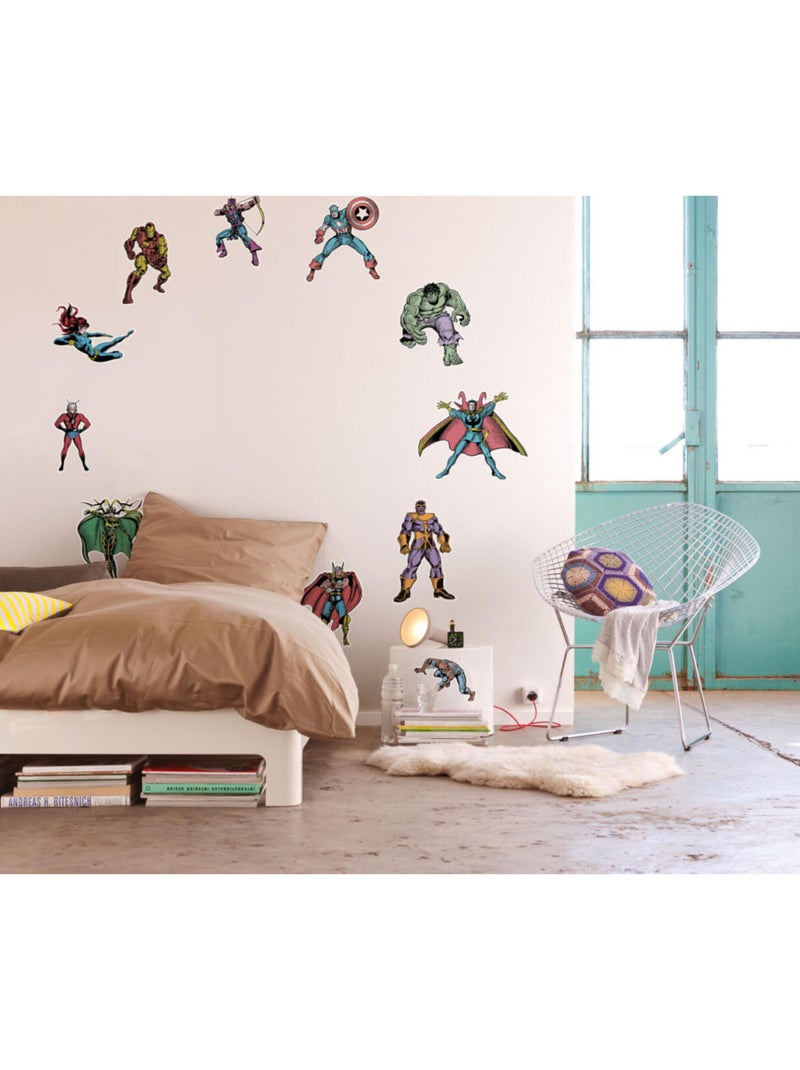 Stickers Muraux Marvel - tout les personnage de marvel en version rétro - 50x70 cm Multicolore - Kiabi