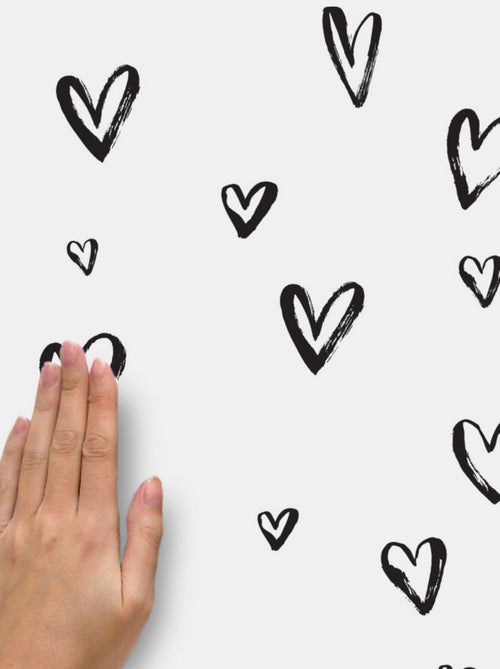 Stickers Muraux Motifs Cœurs Dessinés - Kiabi