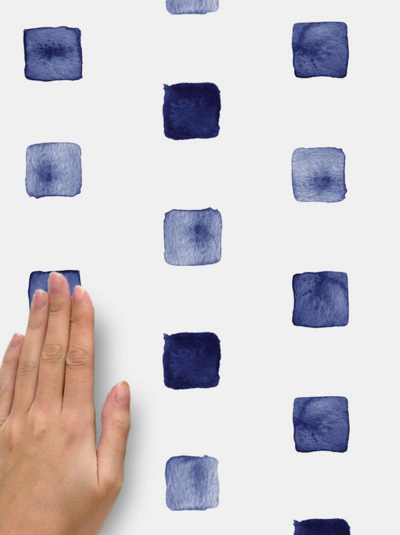 Stickers Muraux Petits Carrés Bleus Aquarelle Bleu - Kiabi