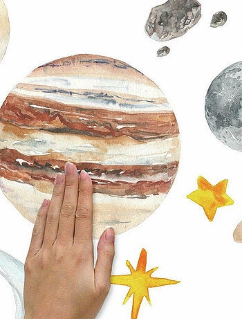 Stickers Muraux Planète et Système Solaire motif Aquarelle