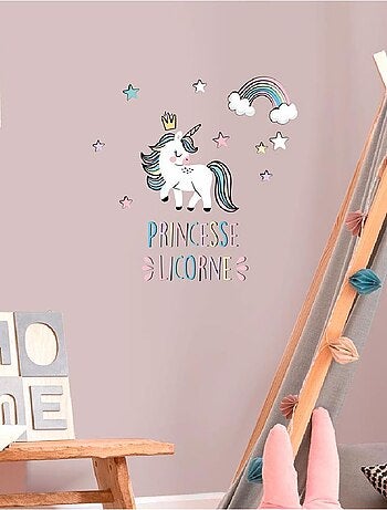 Stickers muraux princesse licorne