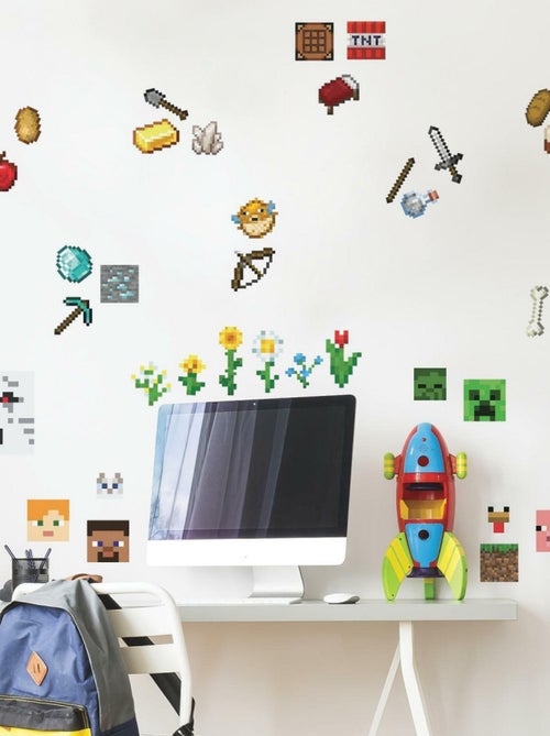 Stickers muraux repositionnables Minecraft - Kiabi