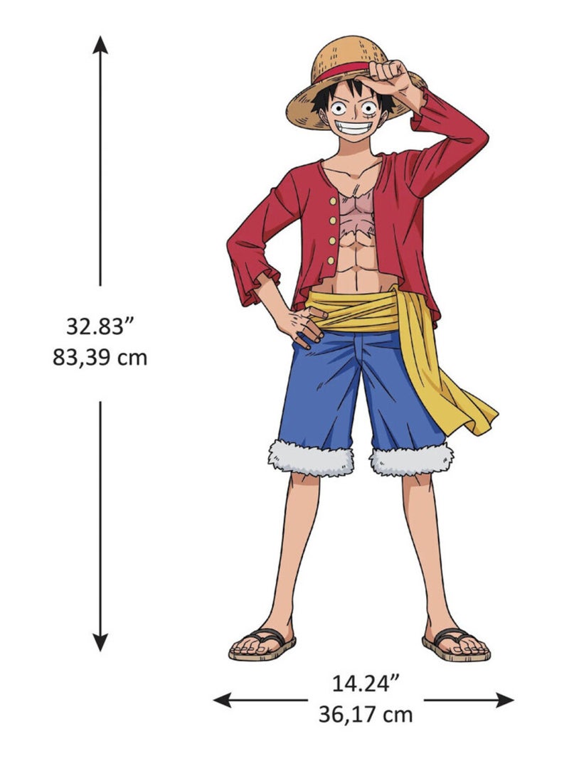 Stickers One Piece- Luffy Géant - Hauteur 32,83 cm Multicolore - Kiabi