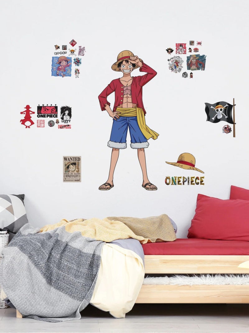Stickers One Piece- Luffy Géant - Hauteur 32,83 cm Multicolore - Kiabi