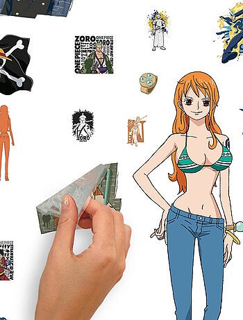 Stickers One Piece- Luffy, Nami, Zoro, Sanji - Hauteur 19,5 cm