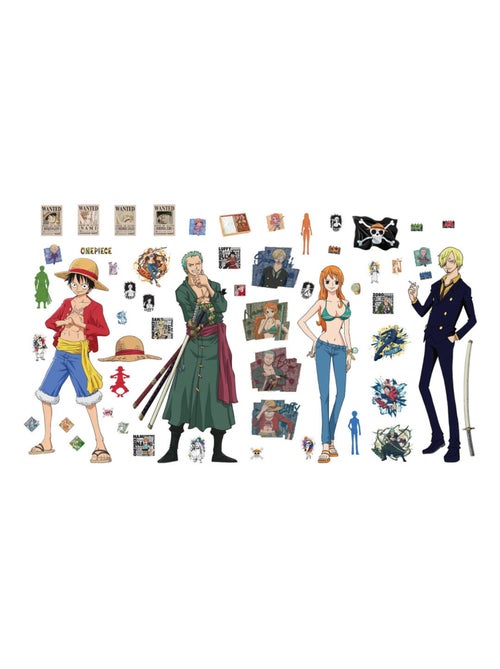 Stickers One Piece- Luffy, Nami, Zoro, Sanji - Hauteur 19,5 cm - Kiabi