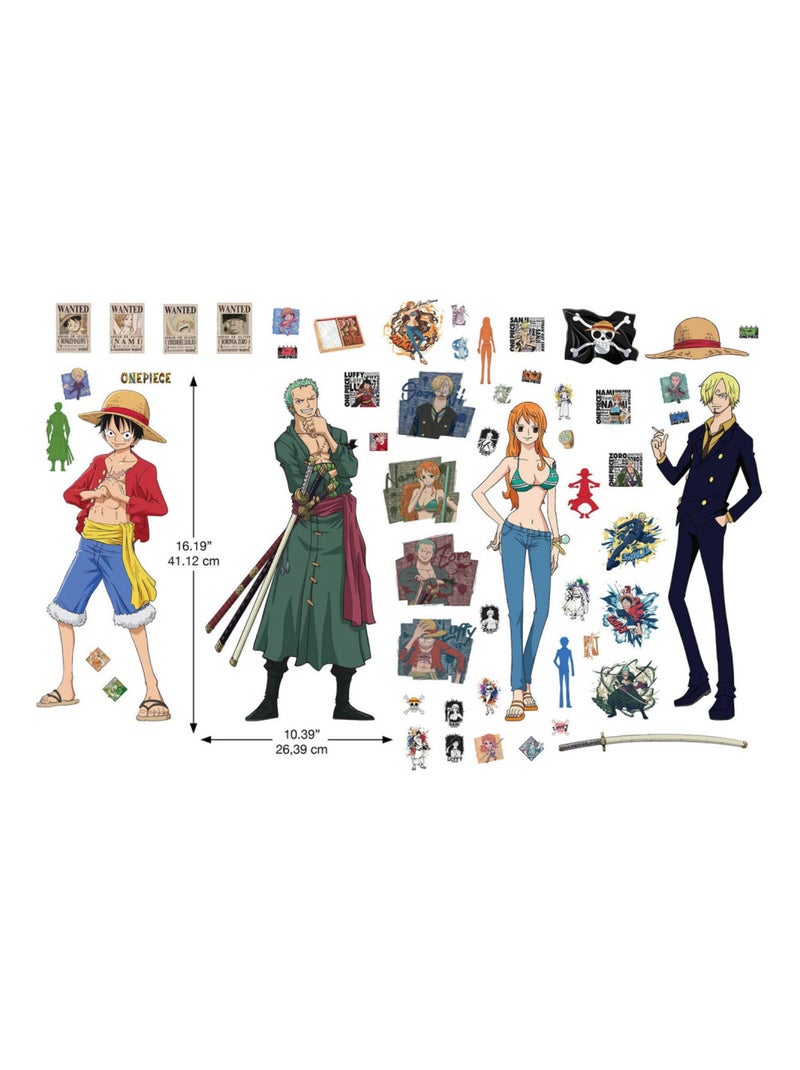 Stickers One Piece- Luffy, Nami, Zoro, Sanji - Hauteur 19,5 cm Multicolore - Kiabi
