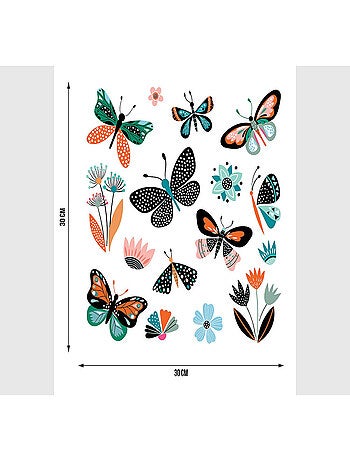 Stickers Papillons abstract - 1 planche 30x30cm