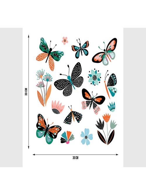 Stickers Papillons abstract - 1 planche 30x30cm - Kiabi
