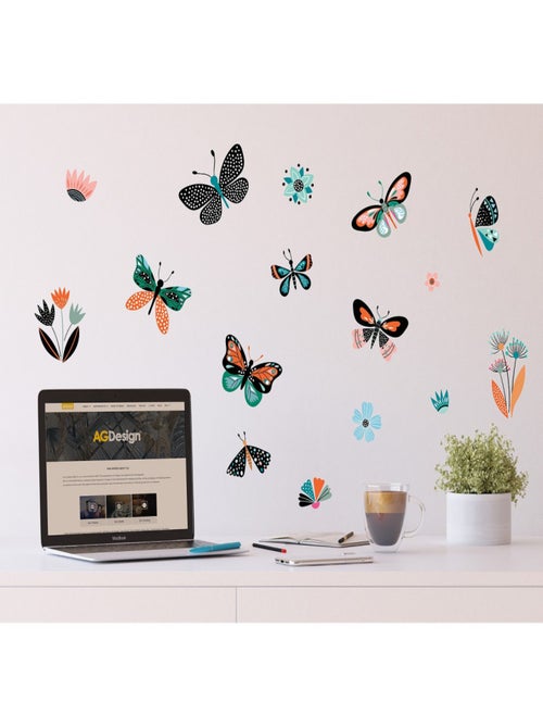 Stickers Papillons abstract - 1 planche 30x30cm - Kiabi