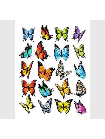 Stickers Papillons multicolores - 1 planche 30x30cm
