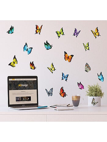 Stickers Papillons multicolores - 1 planche 30x30cm