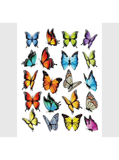 Stickers Papillons multicolores - 1 planche 30x30cm - Kiabi