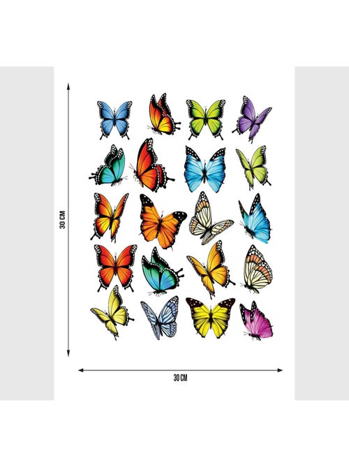 Stickers Papillons multicolores - 1 planche 30x30cm - Kiabi