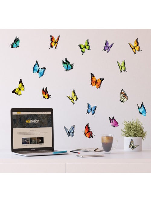 Stickers Papillons multicolores - 1 planche 30x30cm - Kiabi