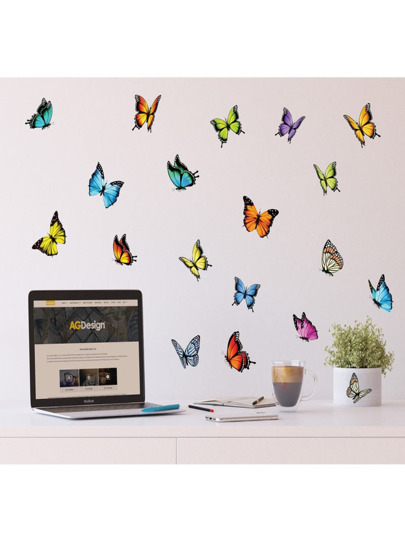 Stickers Papillons multicolores - 1 planche 30x30cm Multicolore - Kiabi