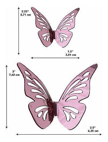 Stickers papillons rose or métal 3D