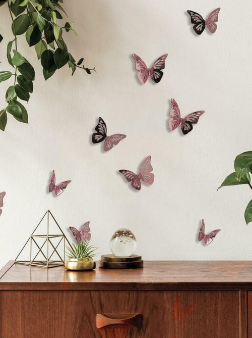 Stickers papillons rose or métal 3D - Kiabi