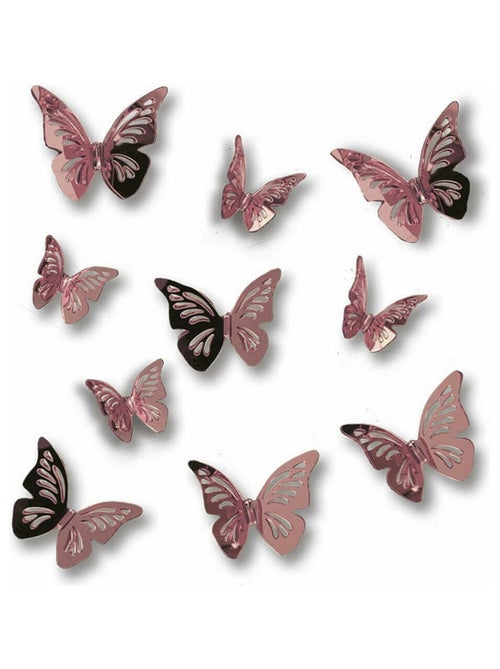 Stickers papillons rose or métal 3D - Kiabi
