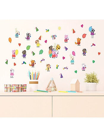 Stickers Peppa pig et ses amis - 1 planche 30 x 30 cm