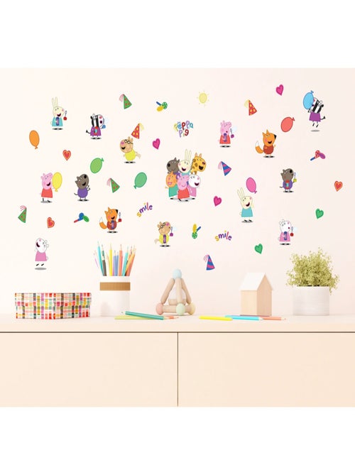 Stickers Peppa pig et ses amis - 1 planche 30 x 30 cm - Kiabi