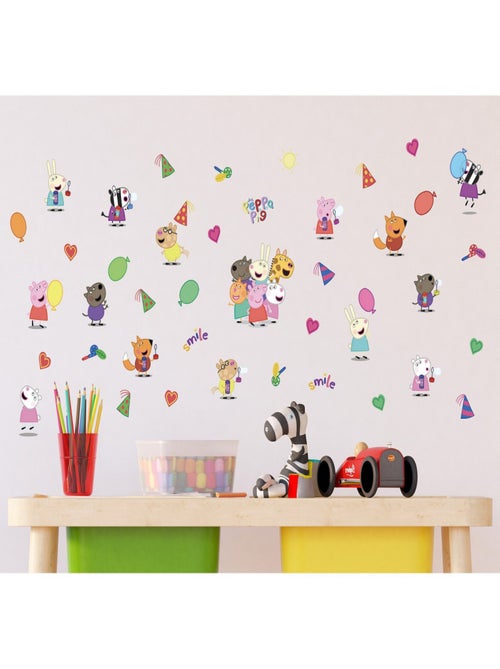 Stickers Peppa pig et ses amis - 1 planche 30 x 30 cm - Kiabi