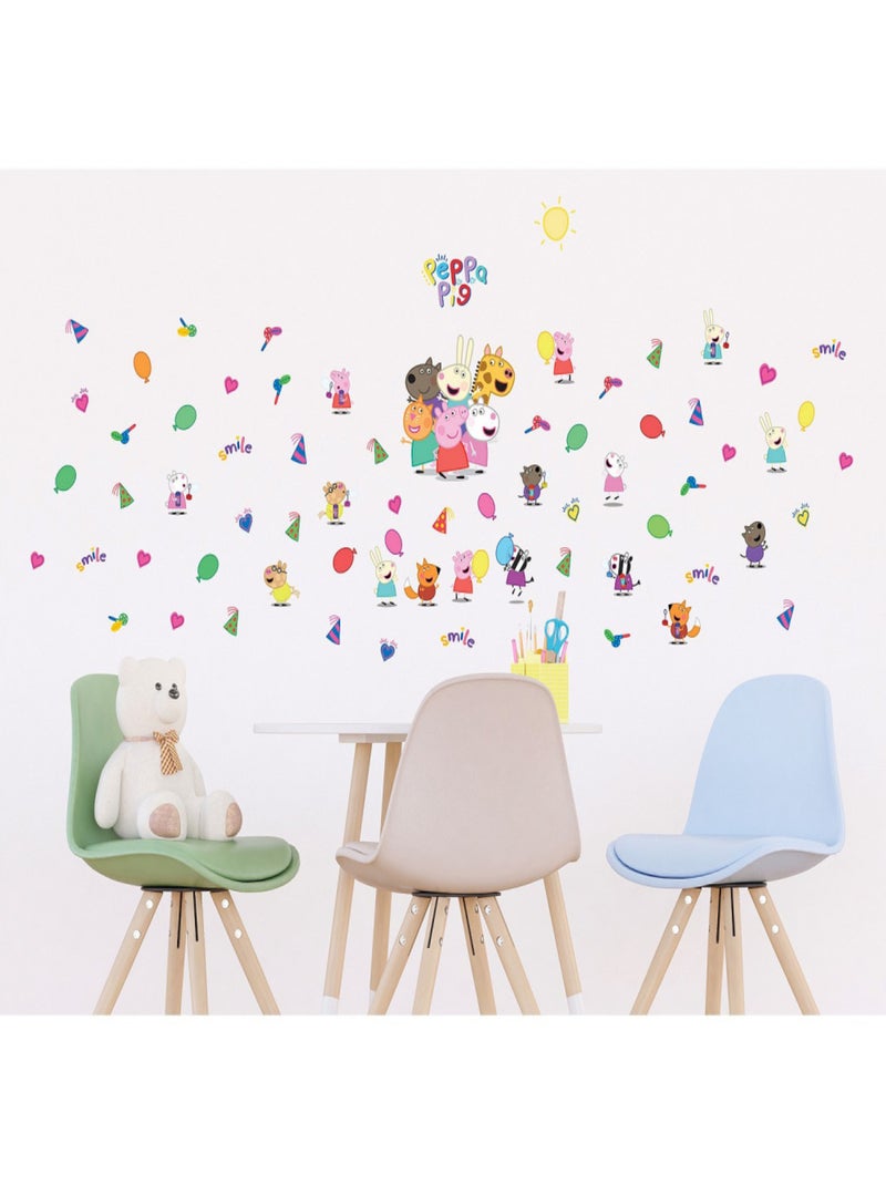 Stickers Peppa pig et ses amis - 1 planche 42,5 x 65 cm Rose - Kiabi