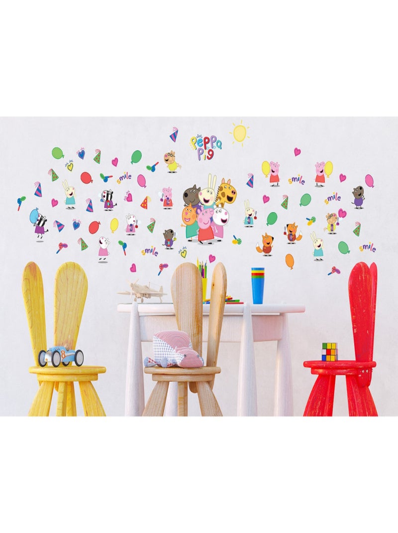 Stickers Peppa pig et ses amis - 1 planche 42,5 x 65 cm Rose - Kiabi