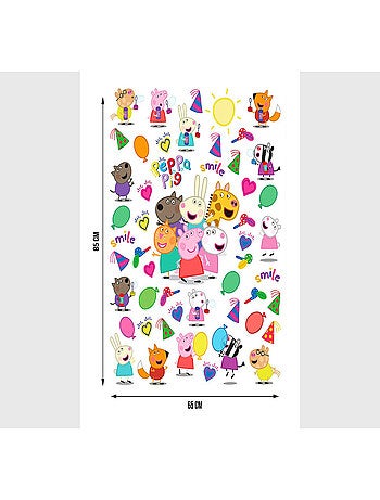 Stickers Peppa pig et ses amis - 1 planche 65x85 cm