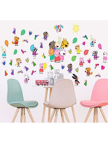 Stickers Peppa pig et ses amis - 1 planche 65x85 cm