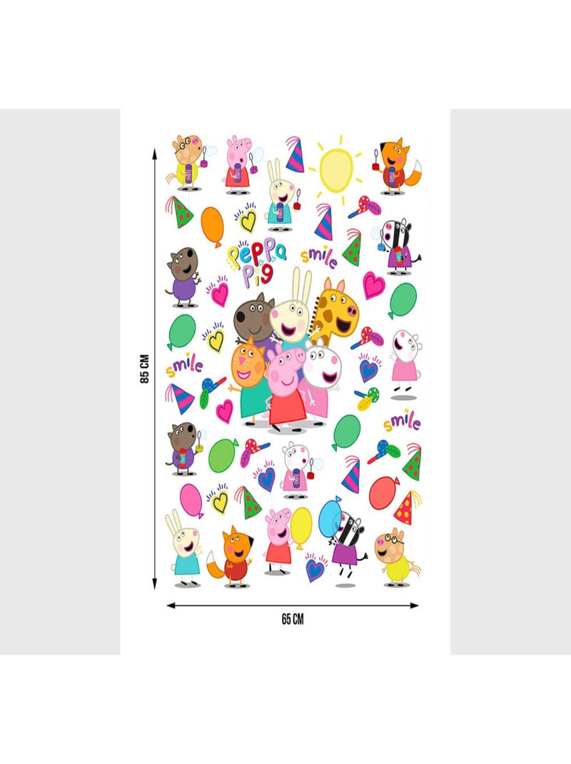 Stickers Peppa pig et ses amis - 1 planche 65x85 cm Rose - Kiabi