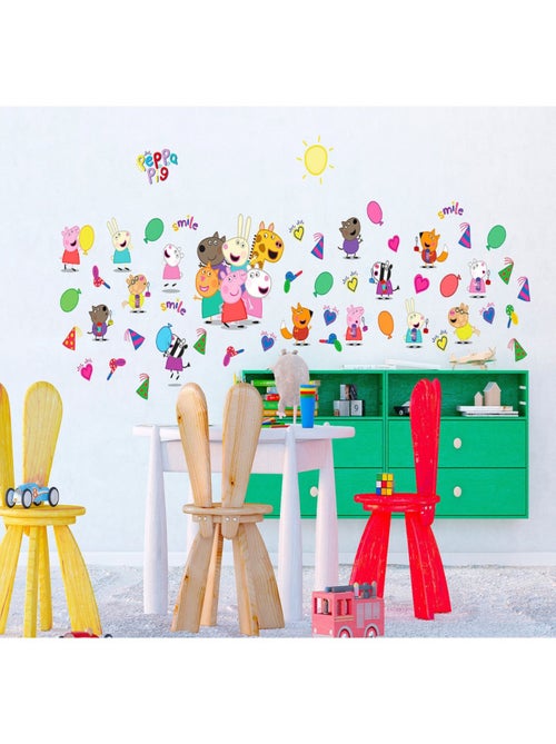 Stickers Peppa pig et ses amis - 1 planche 65x85 cm - Kiabi